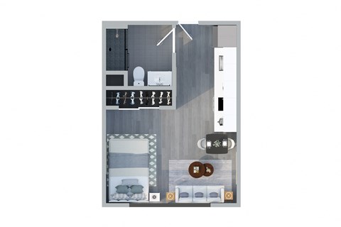 Floor plan for studio, 1 bath, 445 sqft